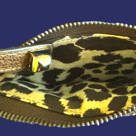 Betsey Johnson Copper Metallic Card Holder Wallet & Ombre' Animal Print Interior - Picture 3 of 12